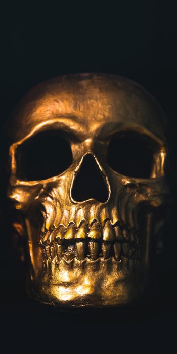 golden skull, black wallpaper Wallpaper 720x1440