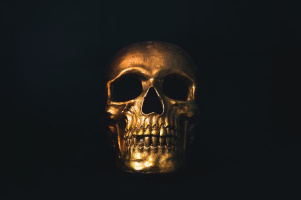 golden skull, black wallpaper Wallpaper 6720x4480