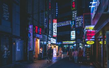 Seoul, South Korea, neon, night city, urban landscape Wallpaper 2560x1600