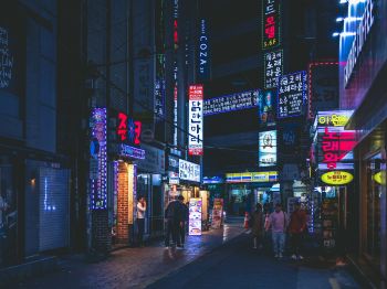 Seoul, South Korea, neon, night city, urban landscape Wallpaper 800x600