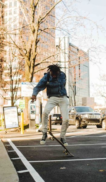 street photography, skateboard, man Wallpaper 600x1024