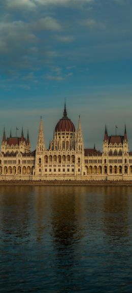 Budapest, hungary, parliament, construction Wallpaper 1440x3200