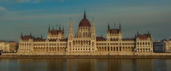 Budapest, hungary, parliament, construction Wallpaper 3440x1440