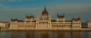 Budapest, hungary, parliament, construction Wallpaper 2560x1080