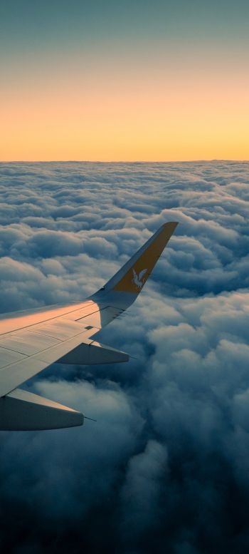 Ramadan, airplane wing, above the clouds Wallpaper 1080x2400