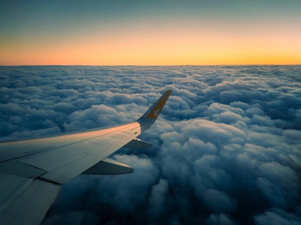 Ramadan, airplane wing, above the clouds Wallpaper 3869x2898