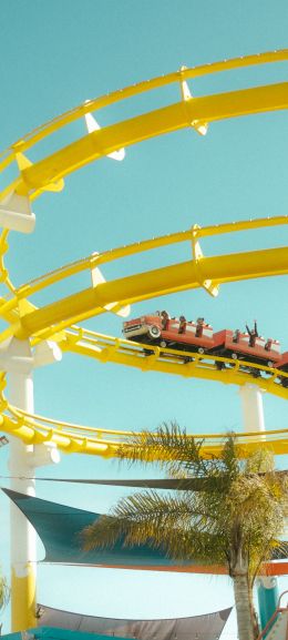 Santa Monica Pier, Santa Monica, California, USA Wallpaper 1440x3200