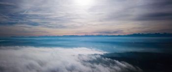 Обои 2560x1080 небо, облака, туман