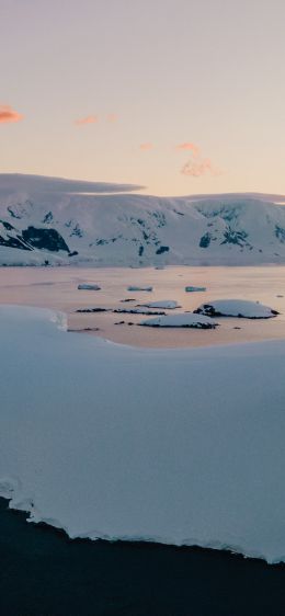 Antarctica, lake, mountain hills Wallpaper 828x1792