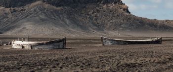 dead lands, old boats, sands Wallpaper 2560x1080