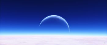 Обои 2560x1080 планета, небо, синие обои