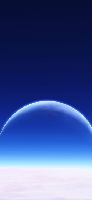 Обои 828x1792 планета, небо, синие обои