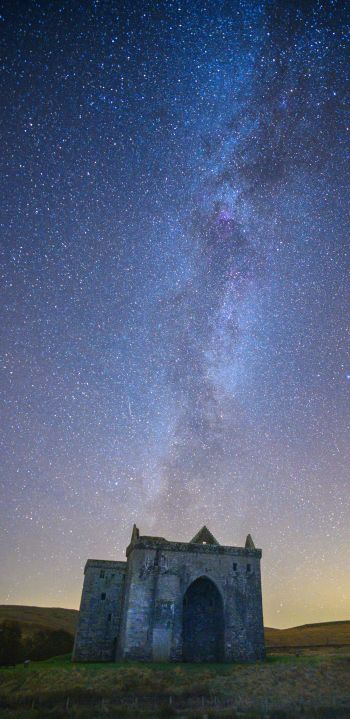 starry sky, milky way, lock Wallpaper 1440x2960