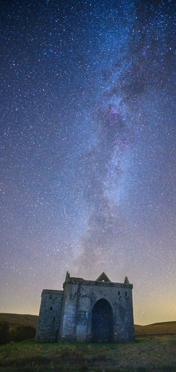 starry sky, milky way, lock Wallpaper 1440x3040