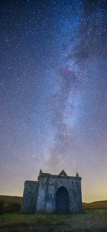 starry sky, milky way, lock Wallpaper 828x1792