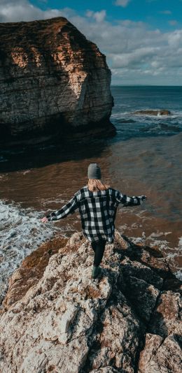 Flamborough, Bridlington, Great Britain, bay Wallpaper 1080x2220