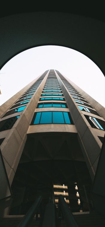 unusual angle, high-rise building Wallpaper 1284x2778