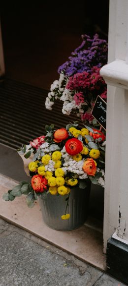 Paris, France, flowers, vase Wallpaper 1080x2400