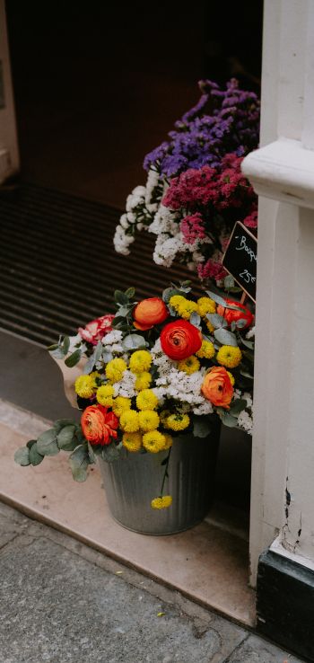 Paris, France, flowers, vase Wallpaper 1080x2280