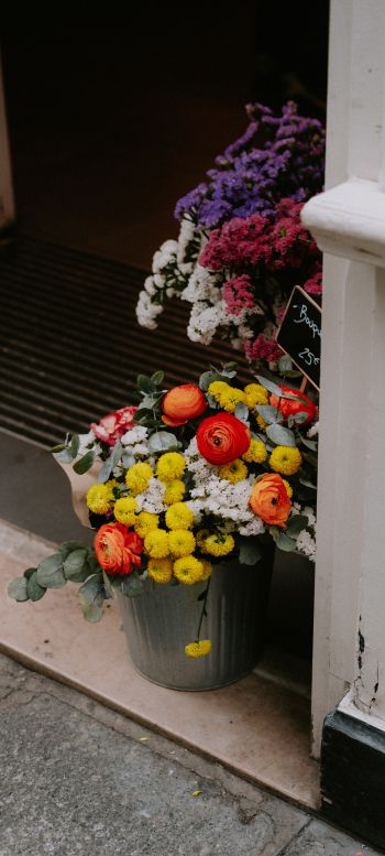 Paris, France, flowers, vase Wallpaper 1080x2400
