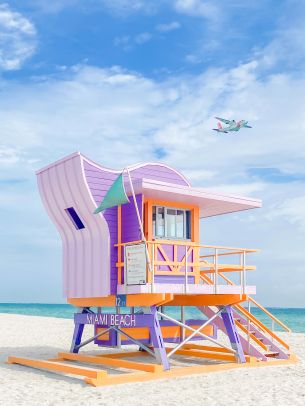 South Beach, Miami Beach, Florida, USA, white Wallpaper 1620x2160