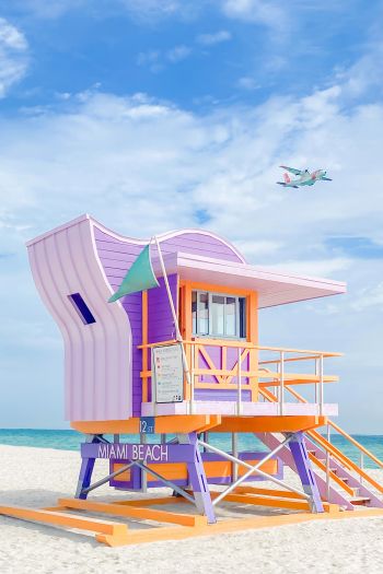 South Beach, Miami Beach, Florida, USA, white Wallpaper 640x960