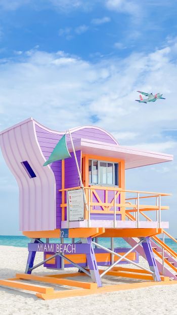 South Beach, Miami Beach, Florida, USA, white Wallpaper 640x1136