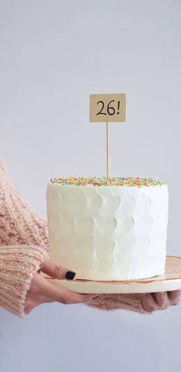 Обои 1440x2960 торт, бежевый, с днем рождения