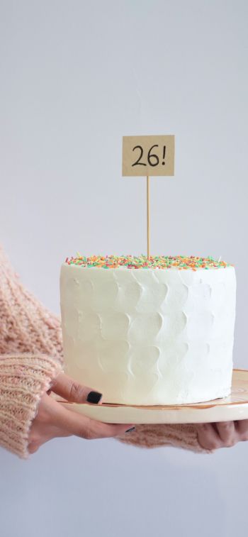 Обои 1284x2778 торт, бежевый, с днем рождения