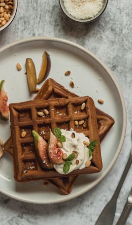 healthy breakfast, waffles Wallpaper 600x1024