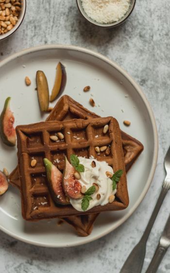 healthy breakfast, waffles Wallpaper 1200x1920