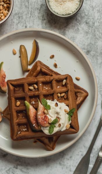 healthy breakfast, waffles Wallpaper 600x1024