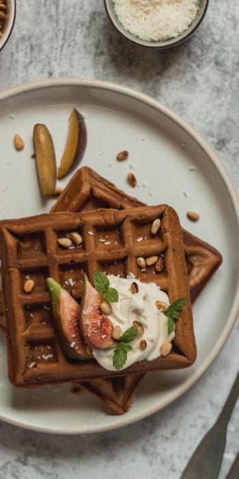 healthy breakfast, waffles Wallpaper 720x1440