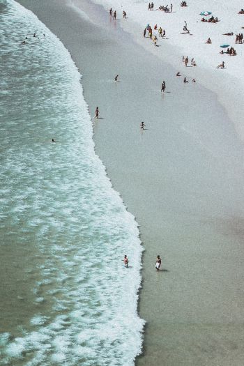 Praia Grande, Brazil, sea, big beach Wallpaper 640x960
