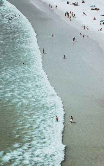 Praia Grande, Brazil, sea, big beach Wallpaper 800x1280