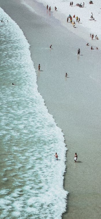 Praia Grande, Brazil, sea, big beach Wallpaper 828x1792