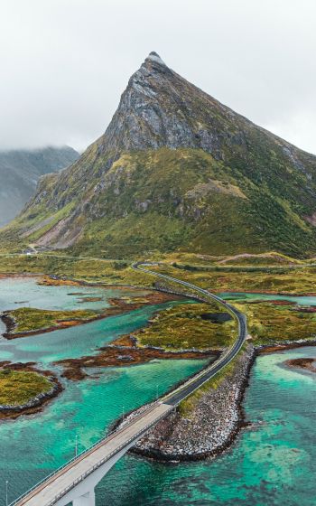 Обои 800x1280 Лофотенские острова, Норвегия, море