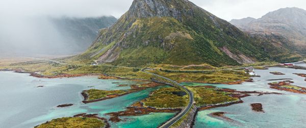 Lofoten Islands, Norway, sea Wallpaper 3440x1440