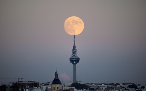 moon over the city, full moon Wallpaper 1920x1200