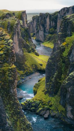 Iceland, Island, gorge Wallpaper 2160x3840