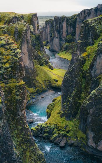 Iceland, Island, gorge Wallpaper 1752x2800