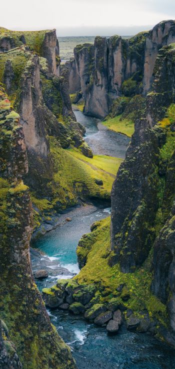 Iceland, Island, gorge Wallpaper 720x1520