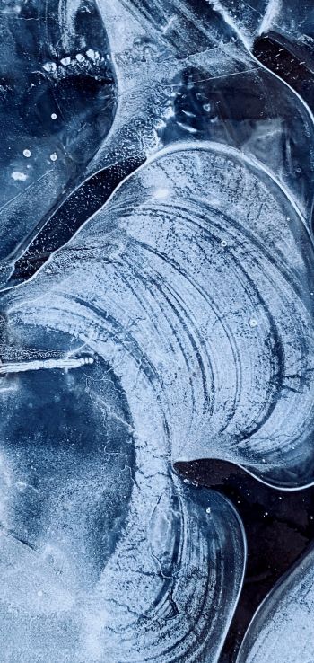 ice, frozen water, drawing on ice Wallpaper 1080x2280