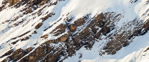 snow, mountain, descent Wallpaper 2560x1080