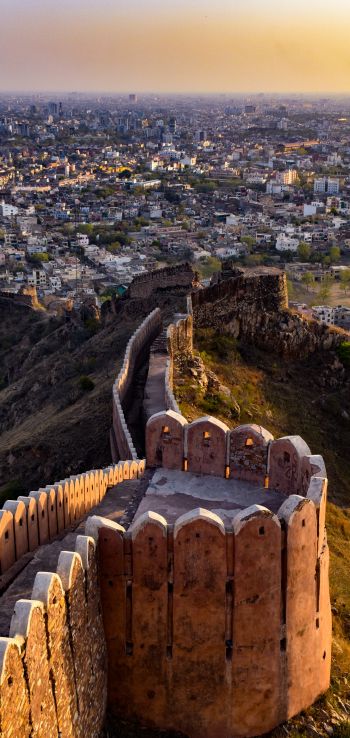 Jaipur, India, over the city Wallpaper 1440x3040