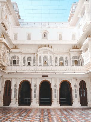 white building, colorful tiles Wallpaper 2048x2732