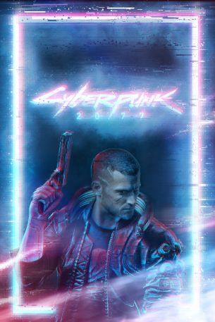 Обои 640x960 Cyberpunk 2077, неон