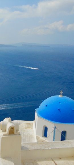 Обои 720x1600 Санторини, Греция, море