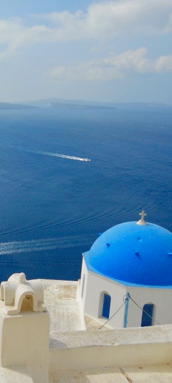 Обои 720x1600 Санторини, Греция, море