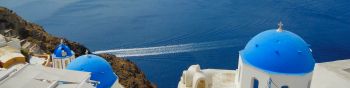 Santorini, Greece, sea Wallpaper 1590x400